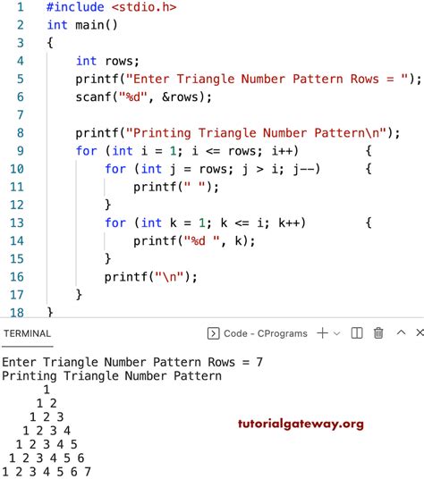 C Program to Print Number Pattern .